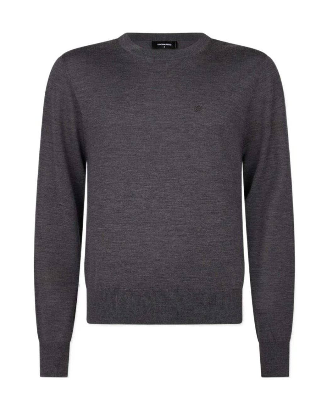 DSquared² Gray Logo Embroidered Knitted Jumper for men