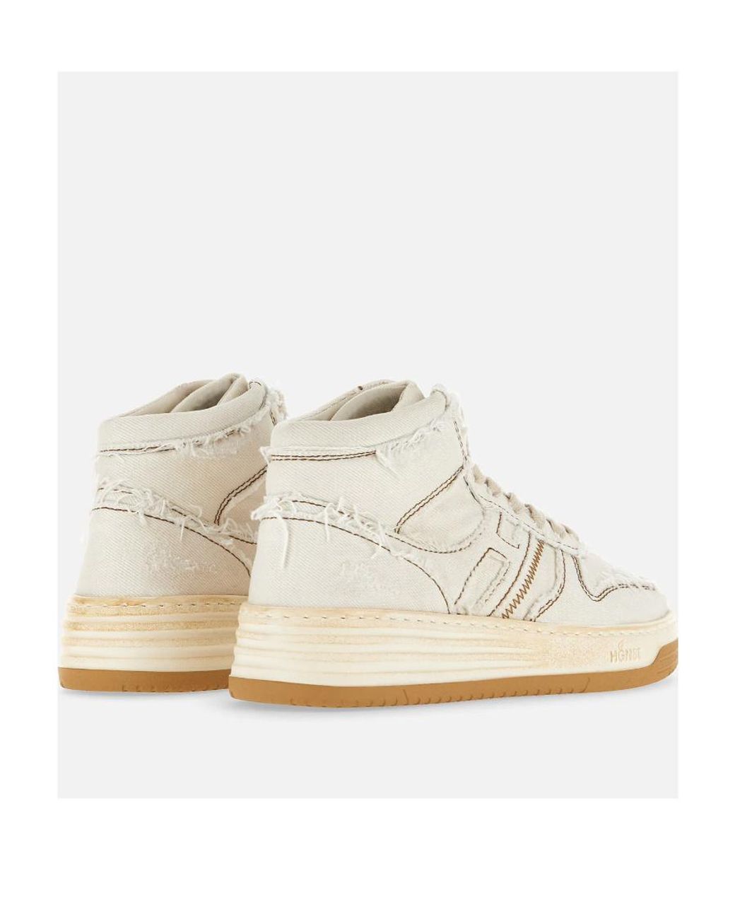 Hogan Natural Contrast-Stitch High-Top Lace-Up Sneakers
