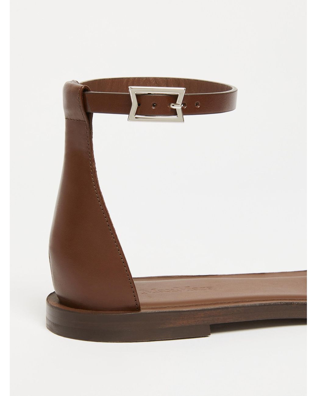 Max Mara Brown Flat Leather Sandals