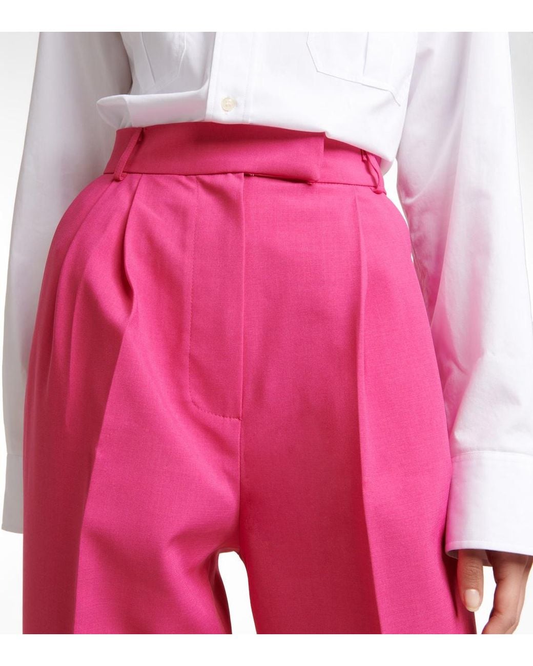 Frankie Shop Pink High-Waisted Straight-Leg Casual Pants