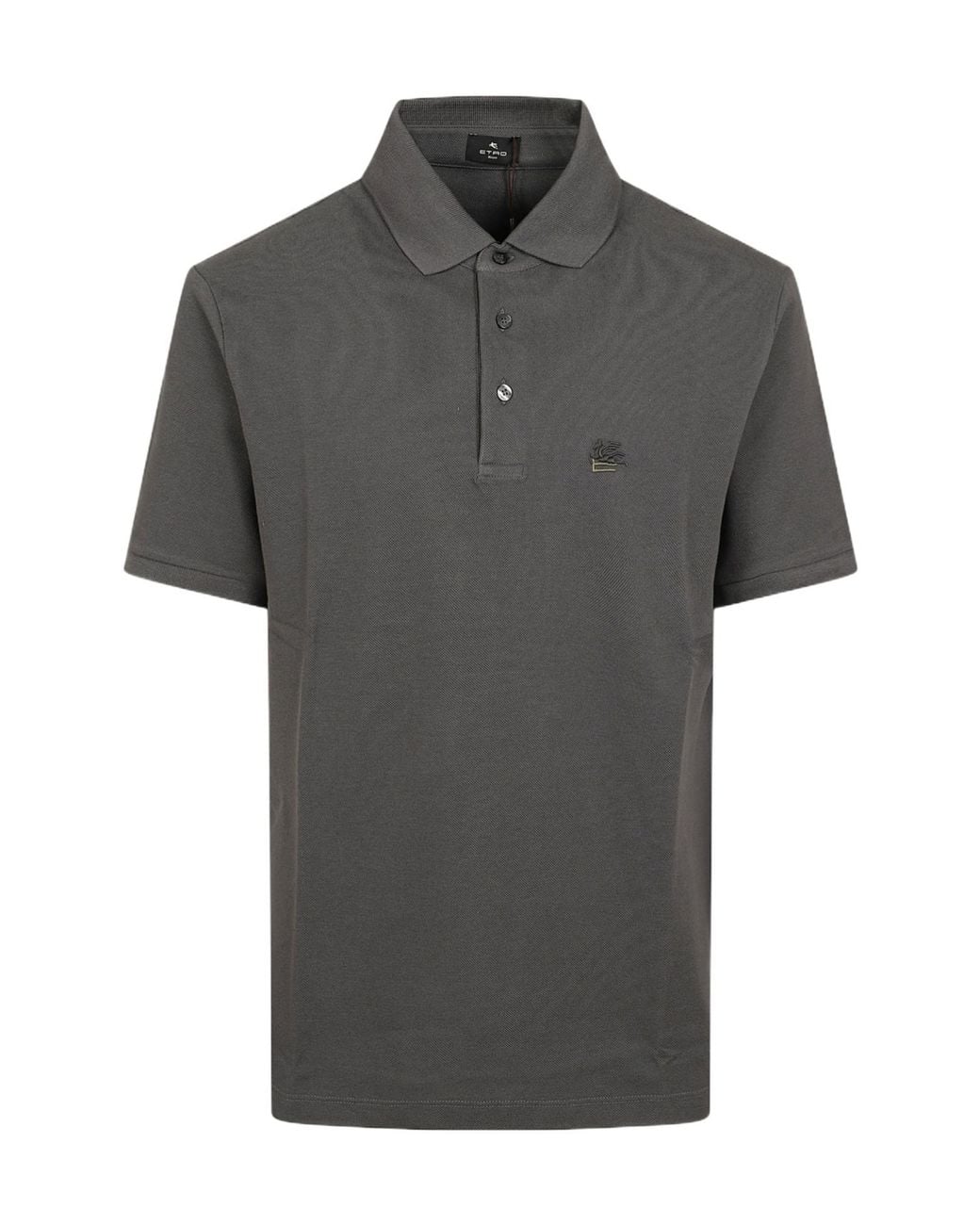 Etro Gray Roma Logo Polo Shirt for men