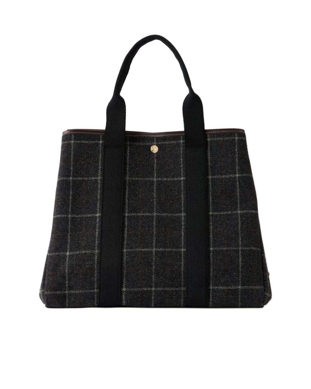 Rue de Verneuil Black Dark Plaid Wool Handbag