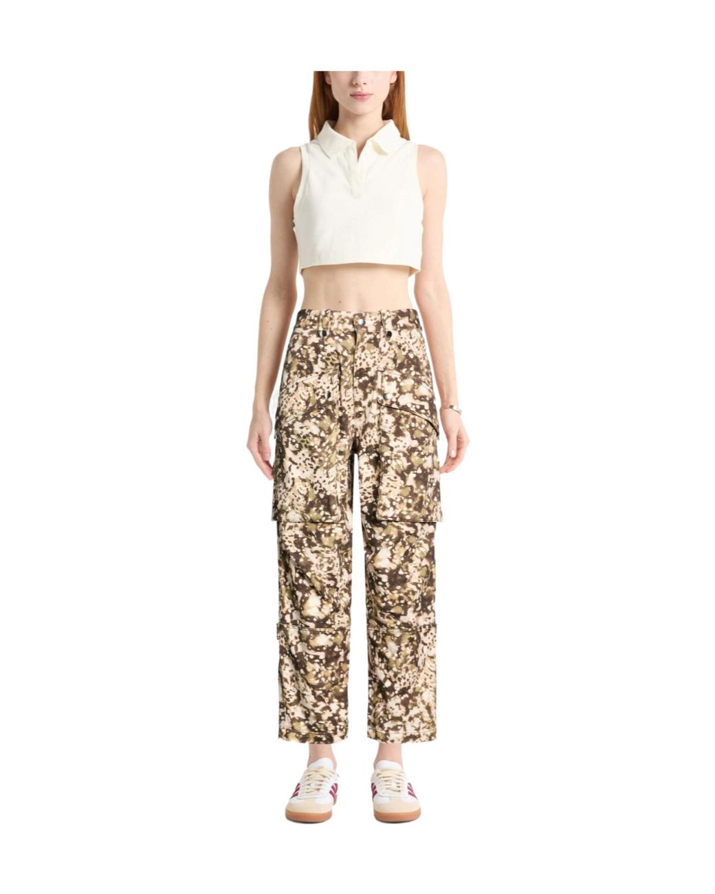 Isabel Marant Natural Camouflage-Print Straight Cargo Pants