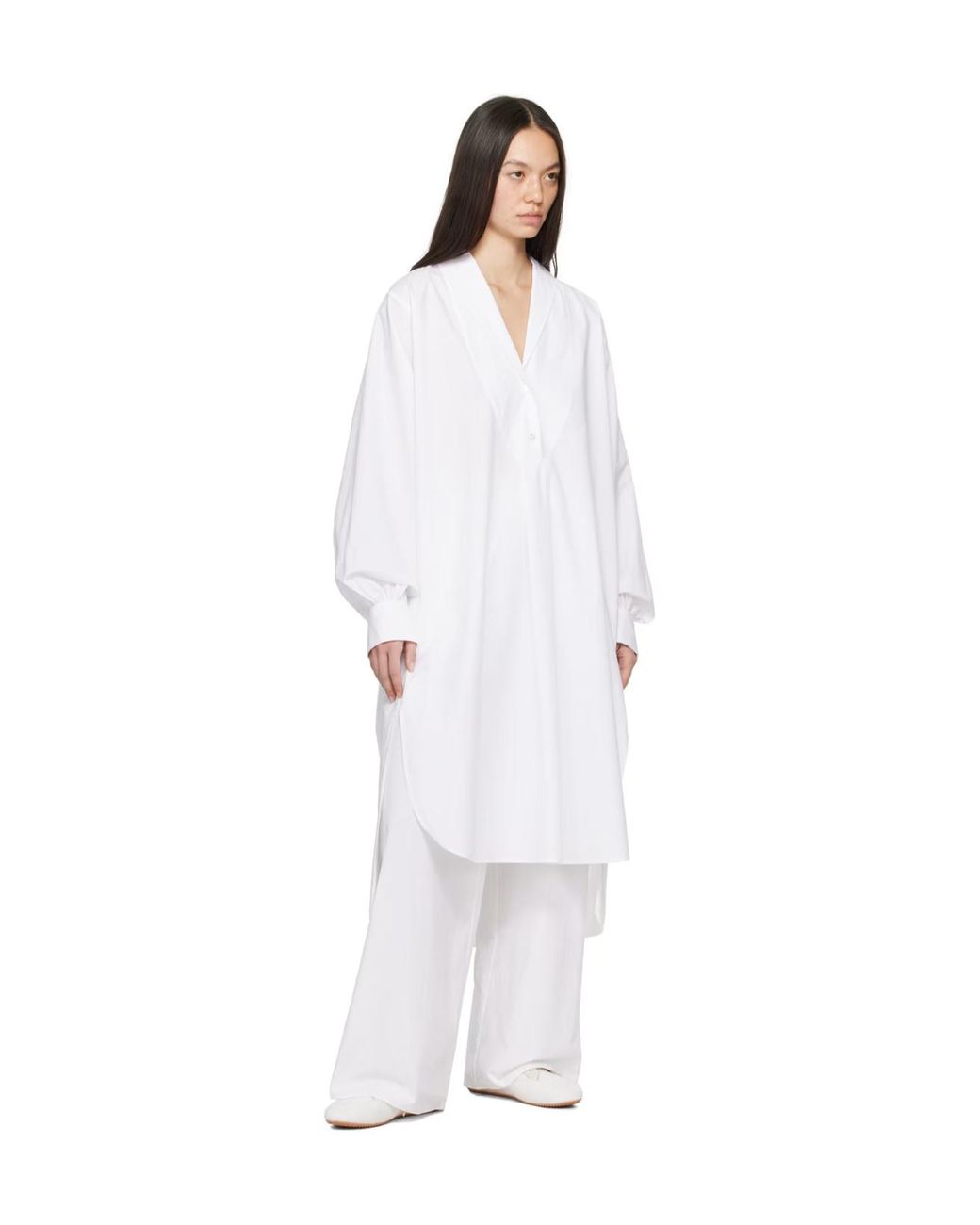 The Row White Elinor Cotton Shirt Dress