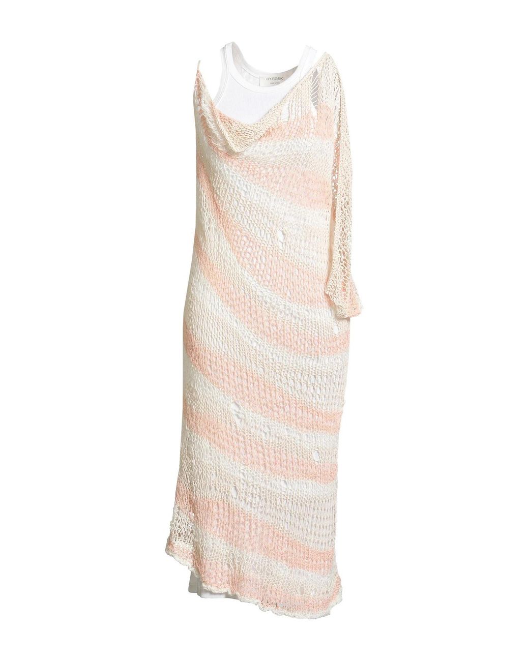 Sportmax White Light Midi Dress Cotton, Silk, Elastane