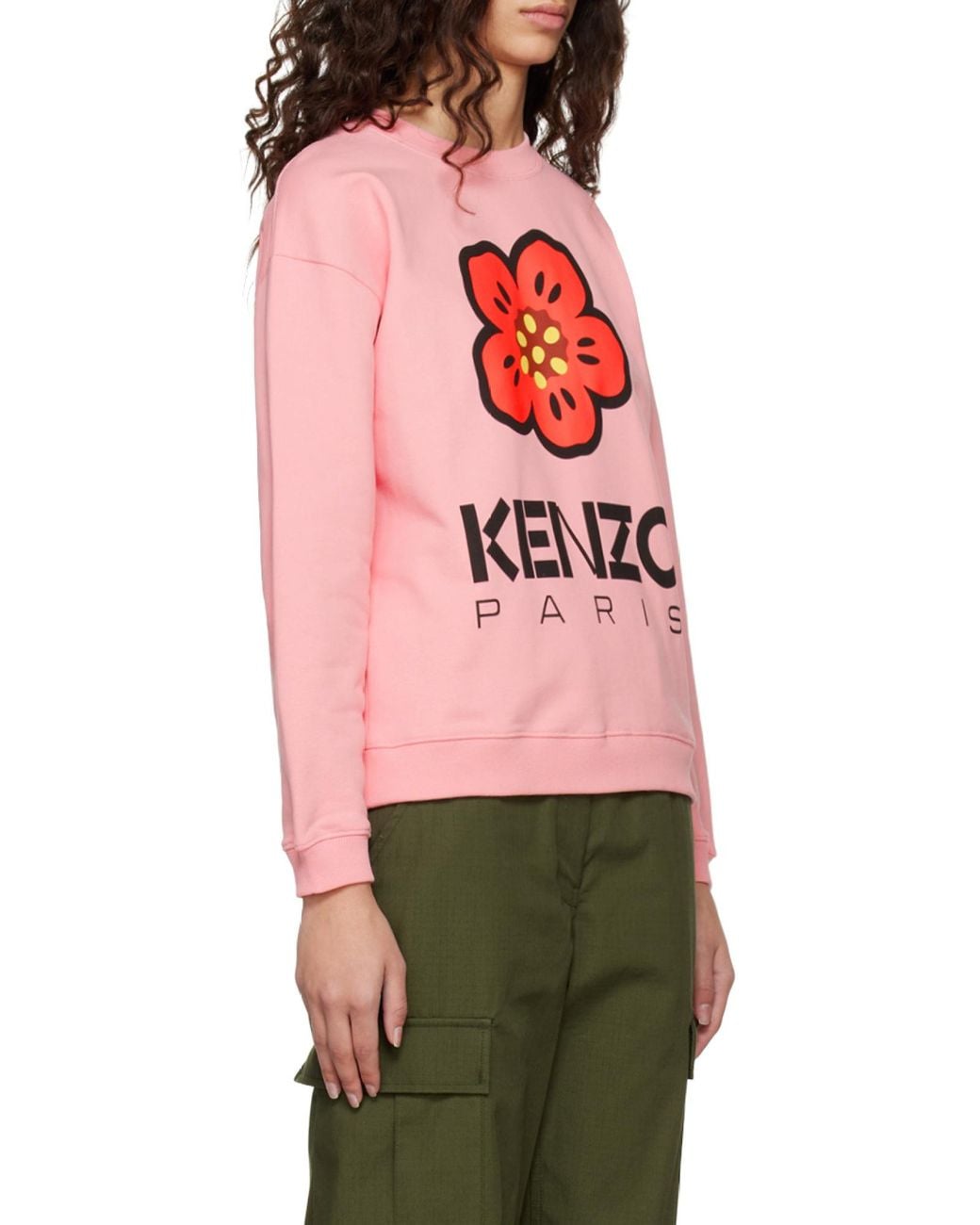 KENZO Pink Logo Printed Crewneck Sweatshirt