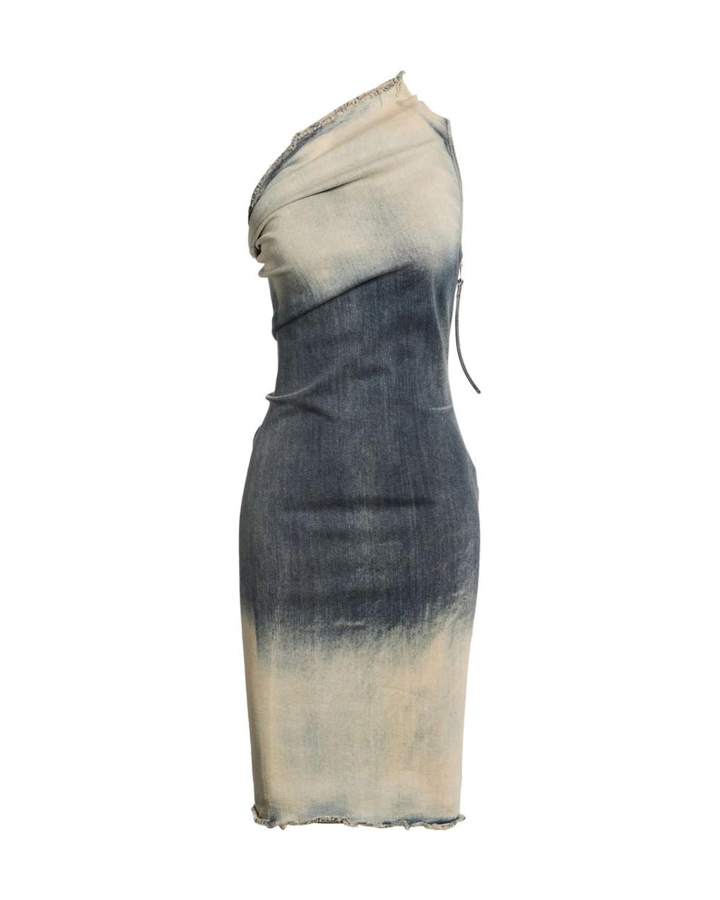 Rick Owens Blue Midi Dress Cotton, Elastomultiester, Natural Rubber