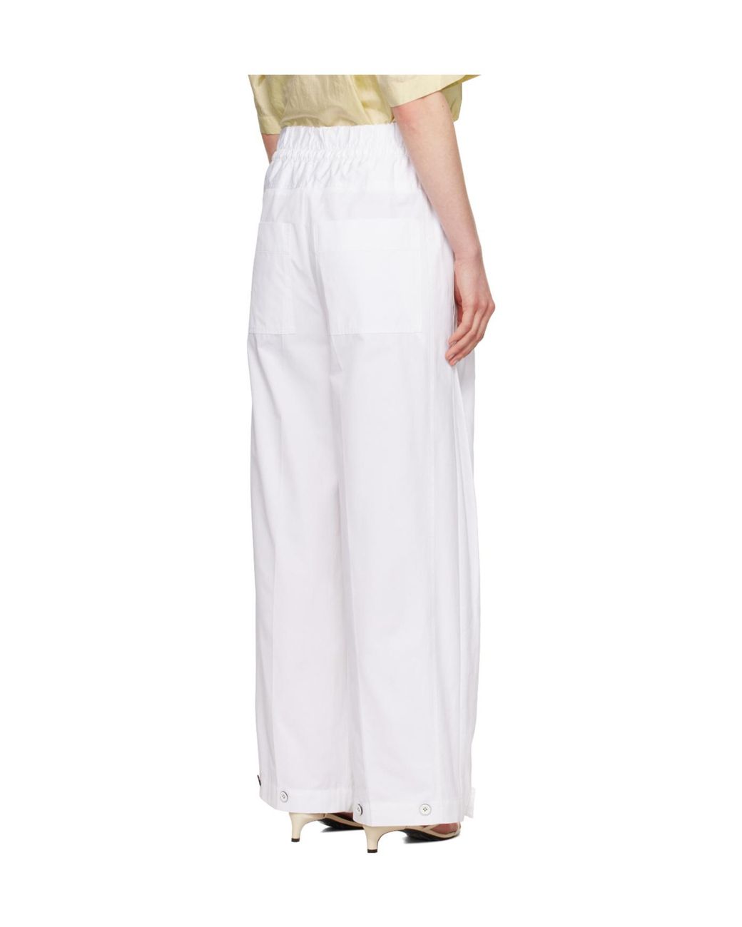 Jil Sander White Elasticated Waistband Pleated Trousers