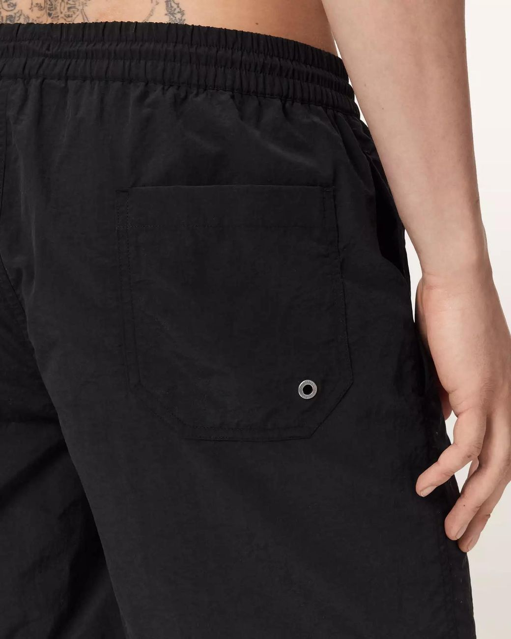 AllSaints Black Drawstring Swimming Trunks for men