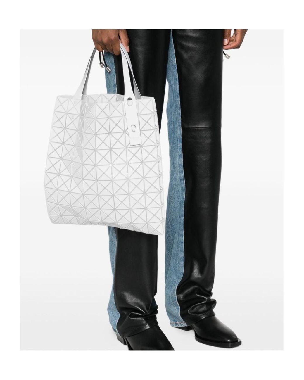 Issey Miyake Gray Prism Plus Geometric Pattern Shopper Bag