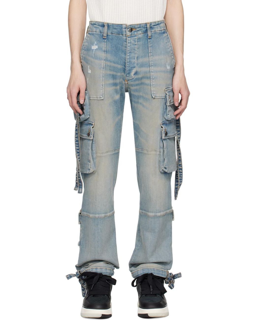Amiri Blue Pocket Detailed Distressed Jeans for men