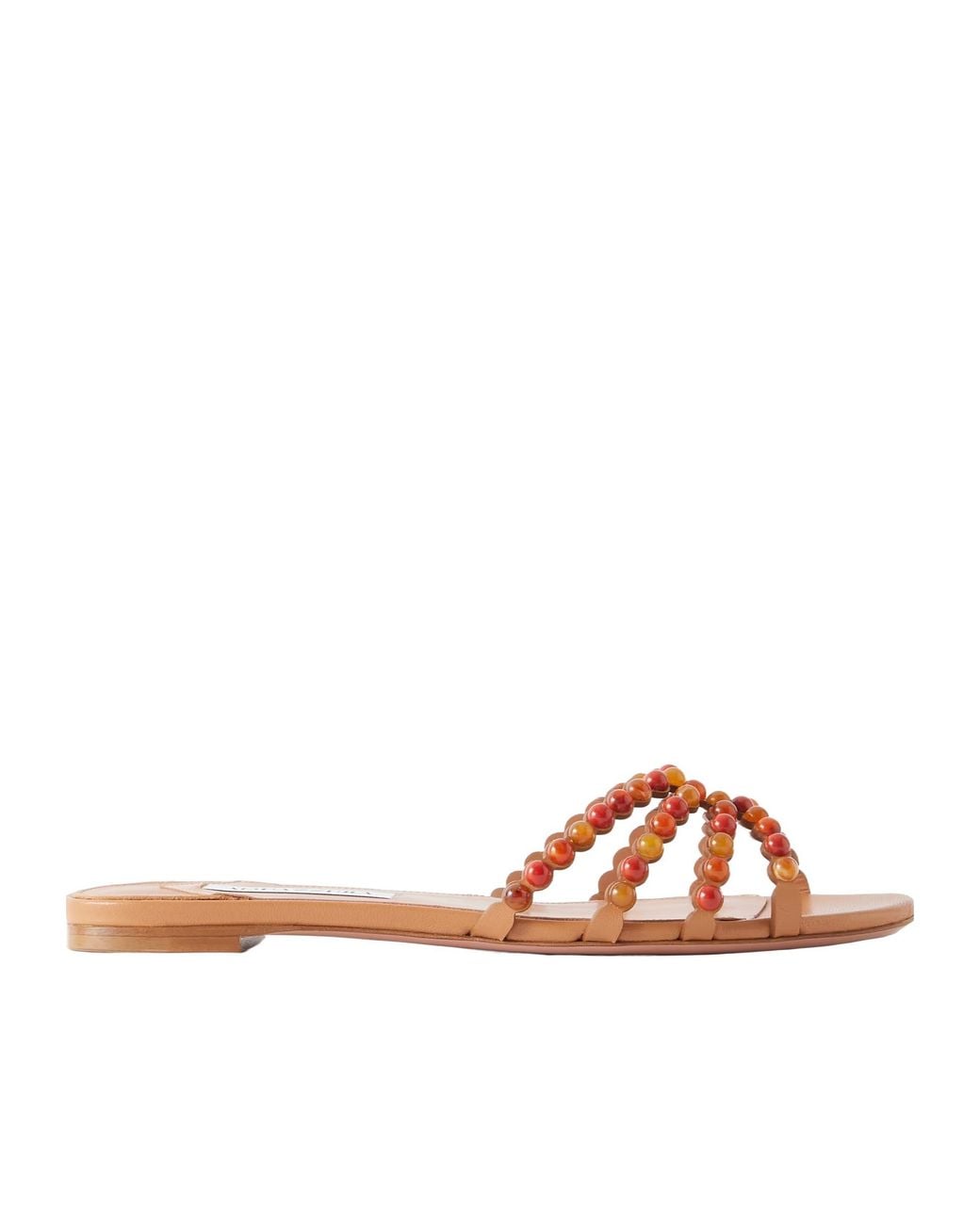 Aquazzura Brown Embellished Leather Sandals