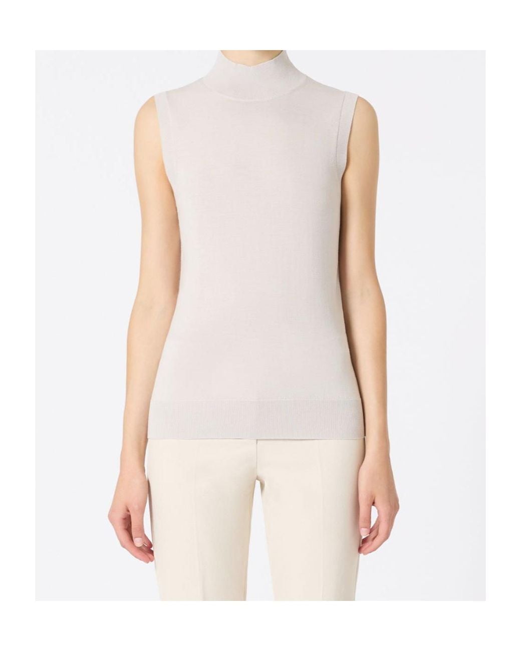 Max Mara White Wool Yarn Gilet