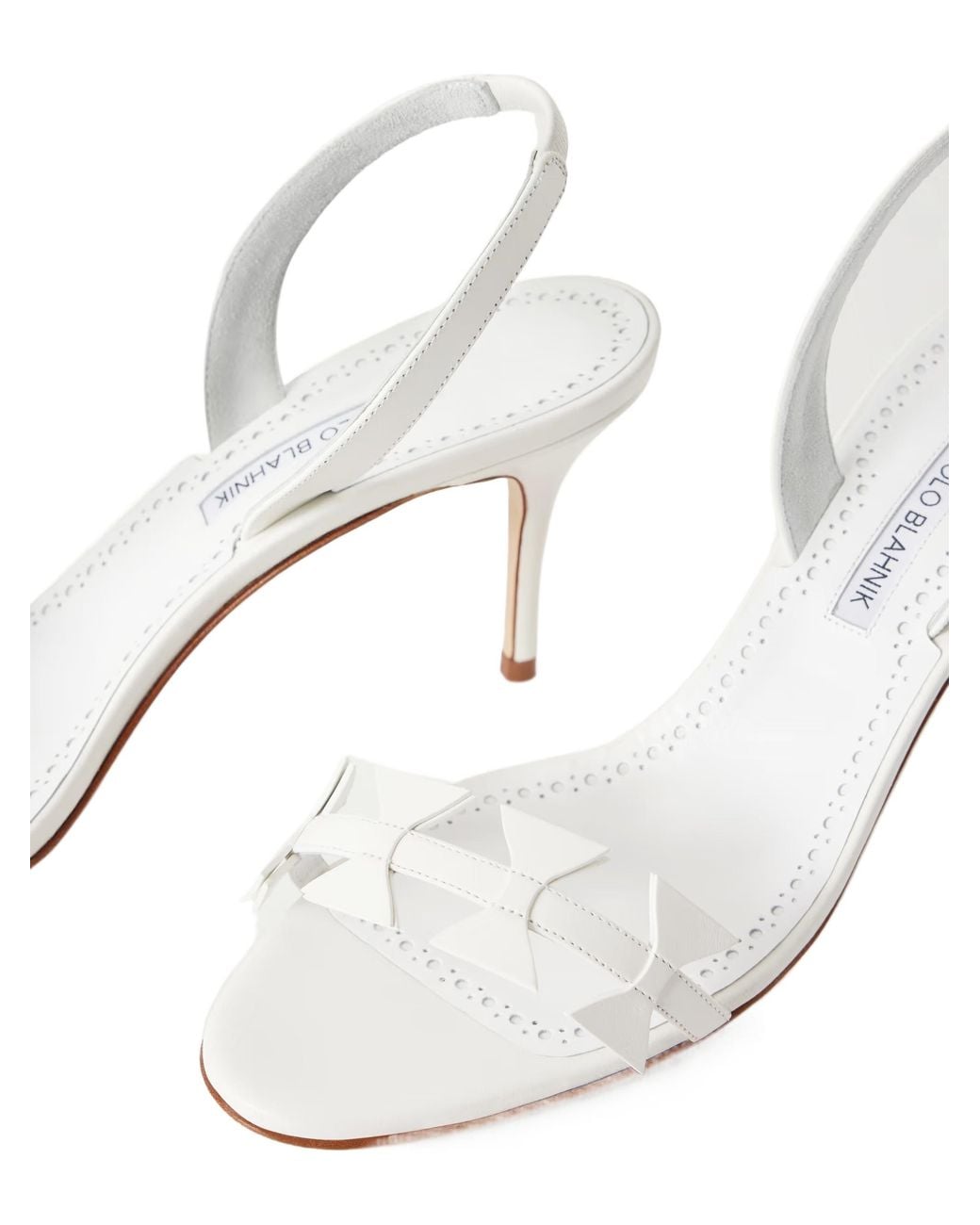 Manolo Blahnik White Leather Slingback Sandals