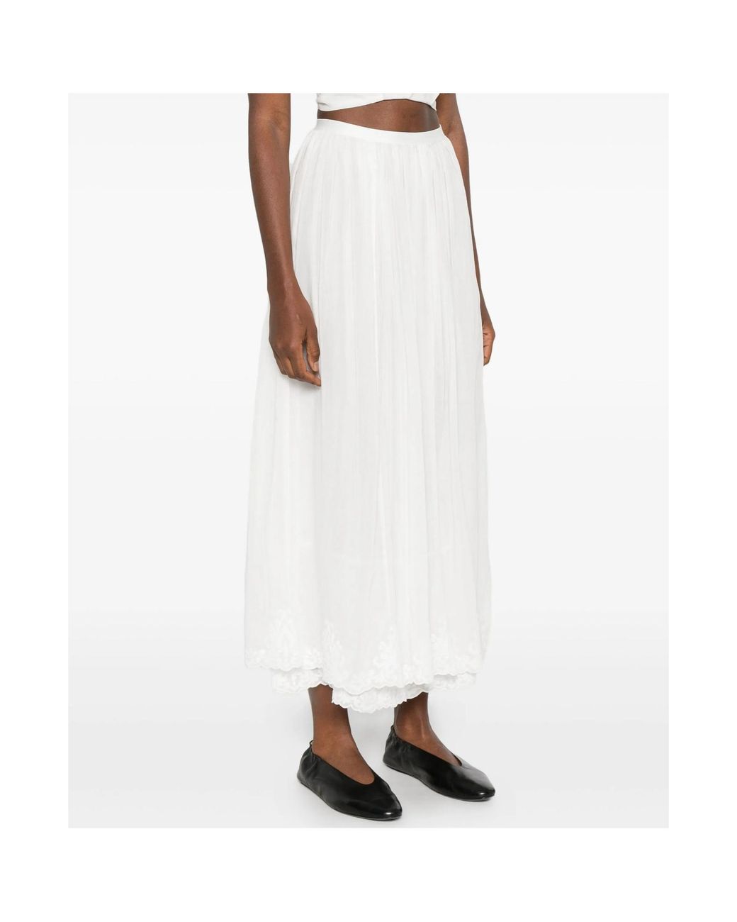 Forte_forte White Elastic Waist Skirt