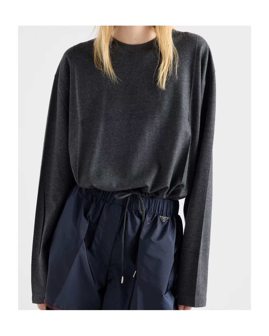 Prada Black Long-Sleeved Wool And Cashmere T-Shirt