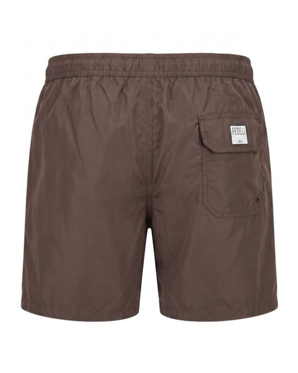 Fedeli Brown Drawstring-Waist Logo-Patch Swim Shorts for men
