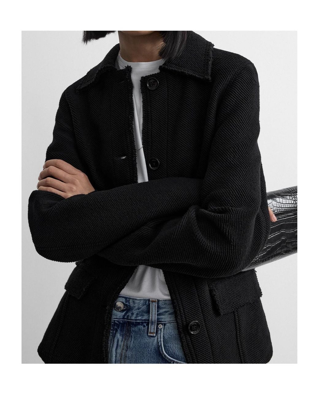Totême Black Raw Hem Jacket