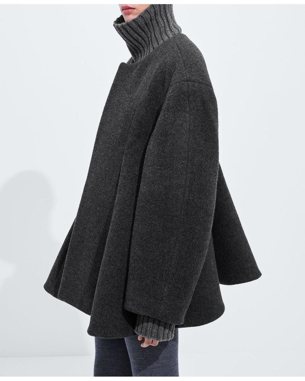 Bottega Veneta Black Paneled Wool-Blend Flannel Coat