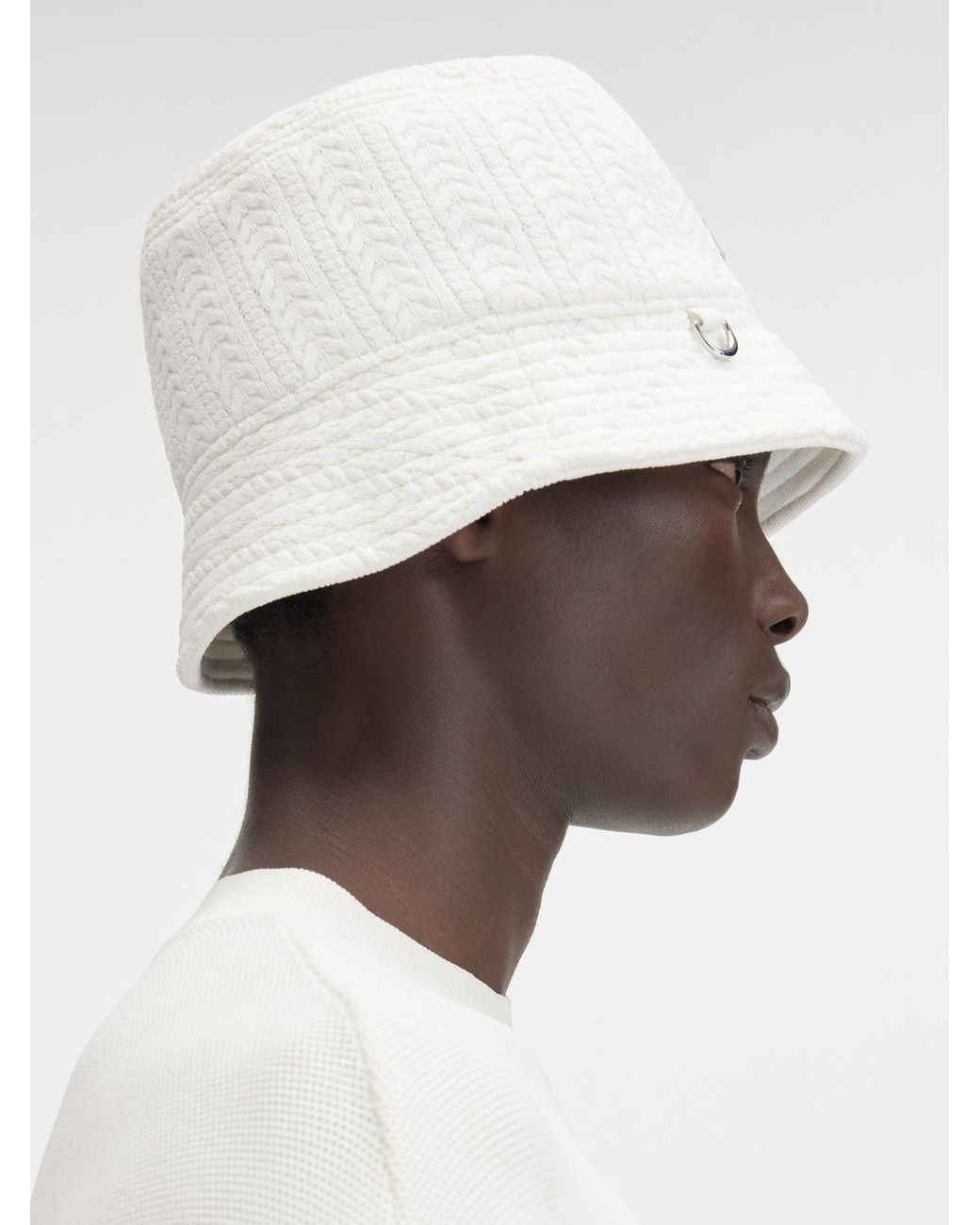 Jacquemus White Le Bob Belo Cable Knit Bucket Hat for men