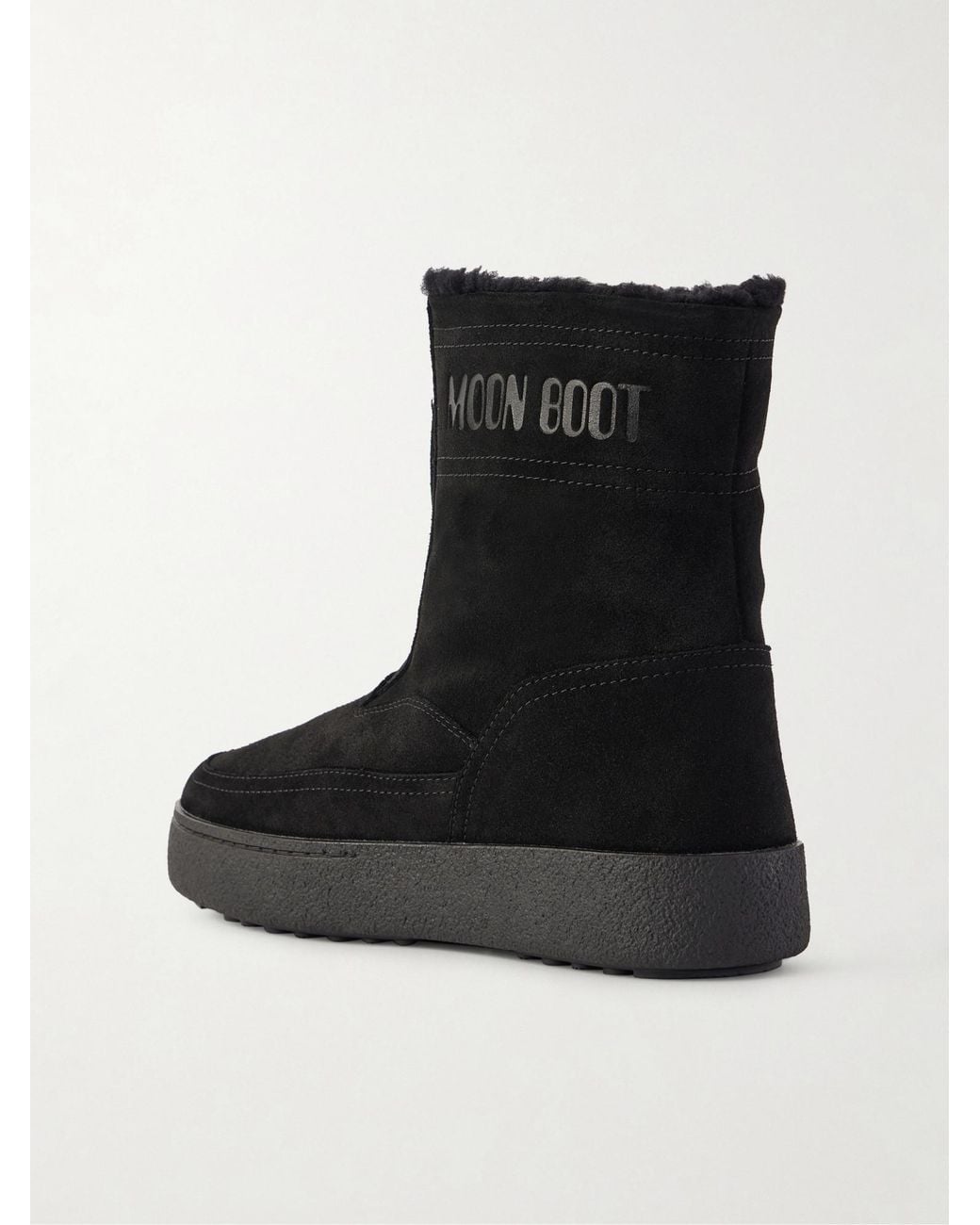 Moon Boot Black Suede And Shearling Ankle Boots