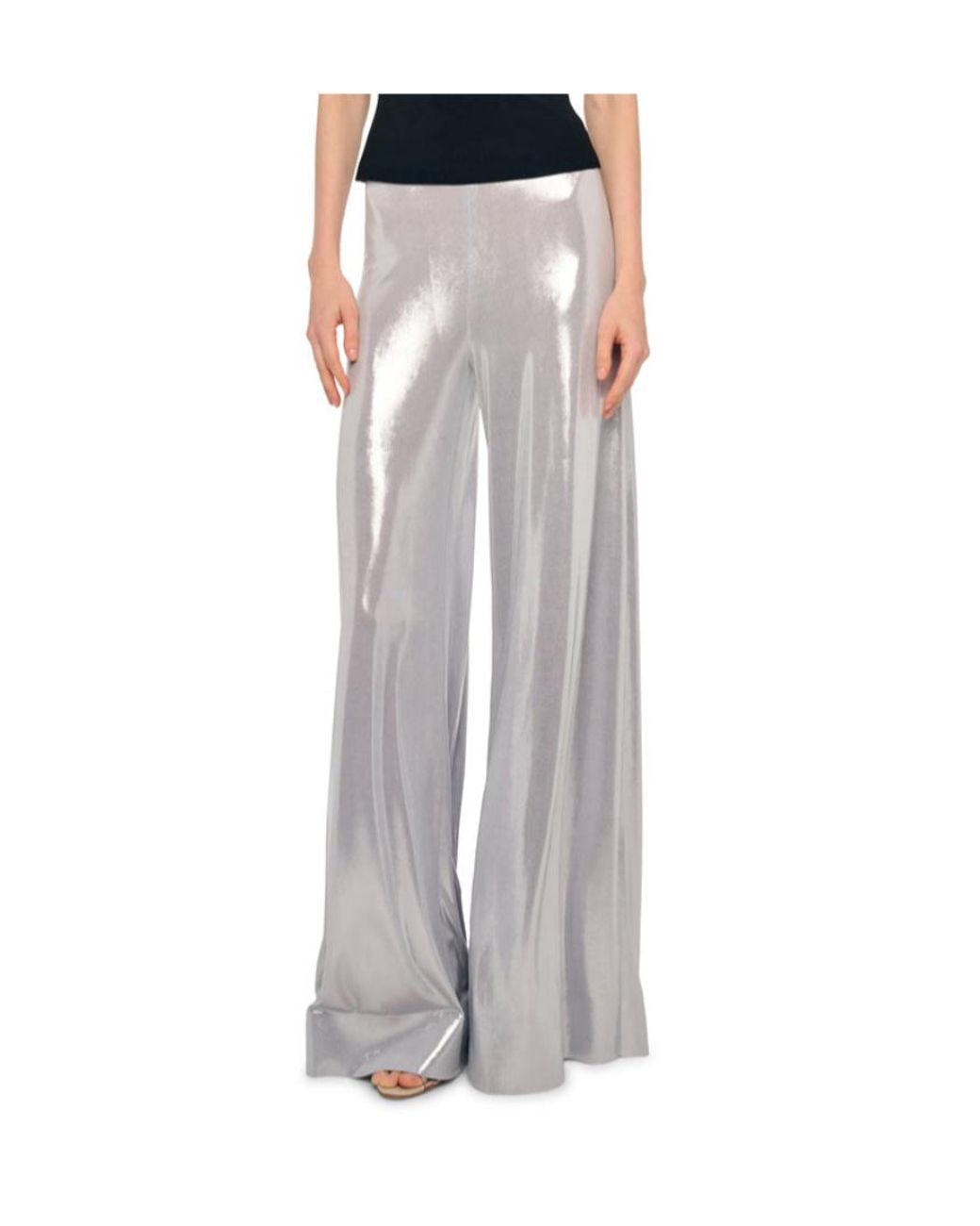 Norma Kamali Gray Bias High-Rise Flared Pants