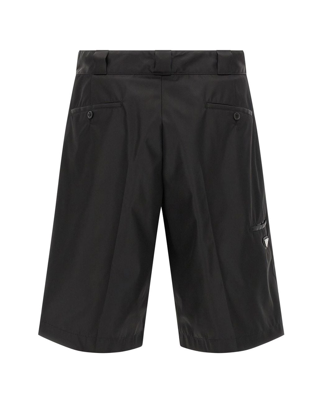 Prada Black Logo Plaque Bermuda Shorts for men