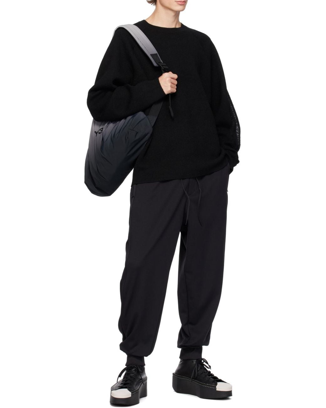 Y-3 Black Knit Crewneck Jumper for men