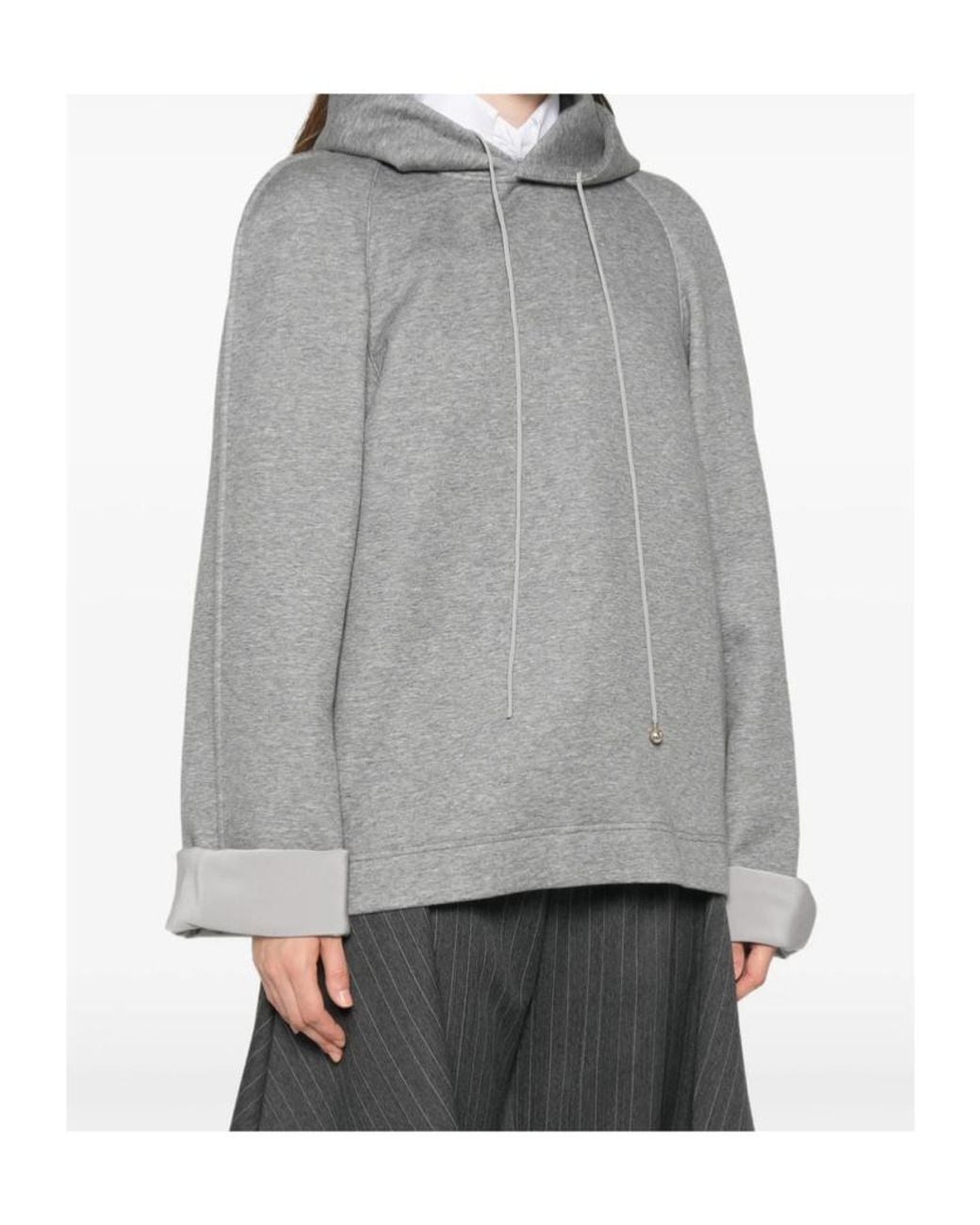 Carven Gray Long-Sleeved Hooded Sweatshirt