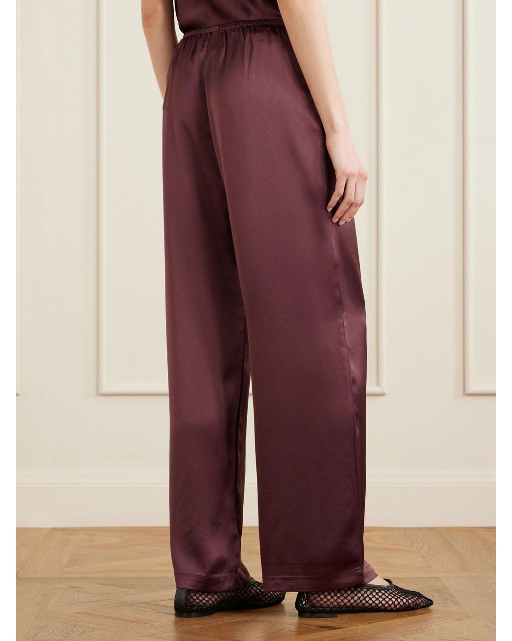 Leset Purple Barb Satin Wide-Leg Pants