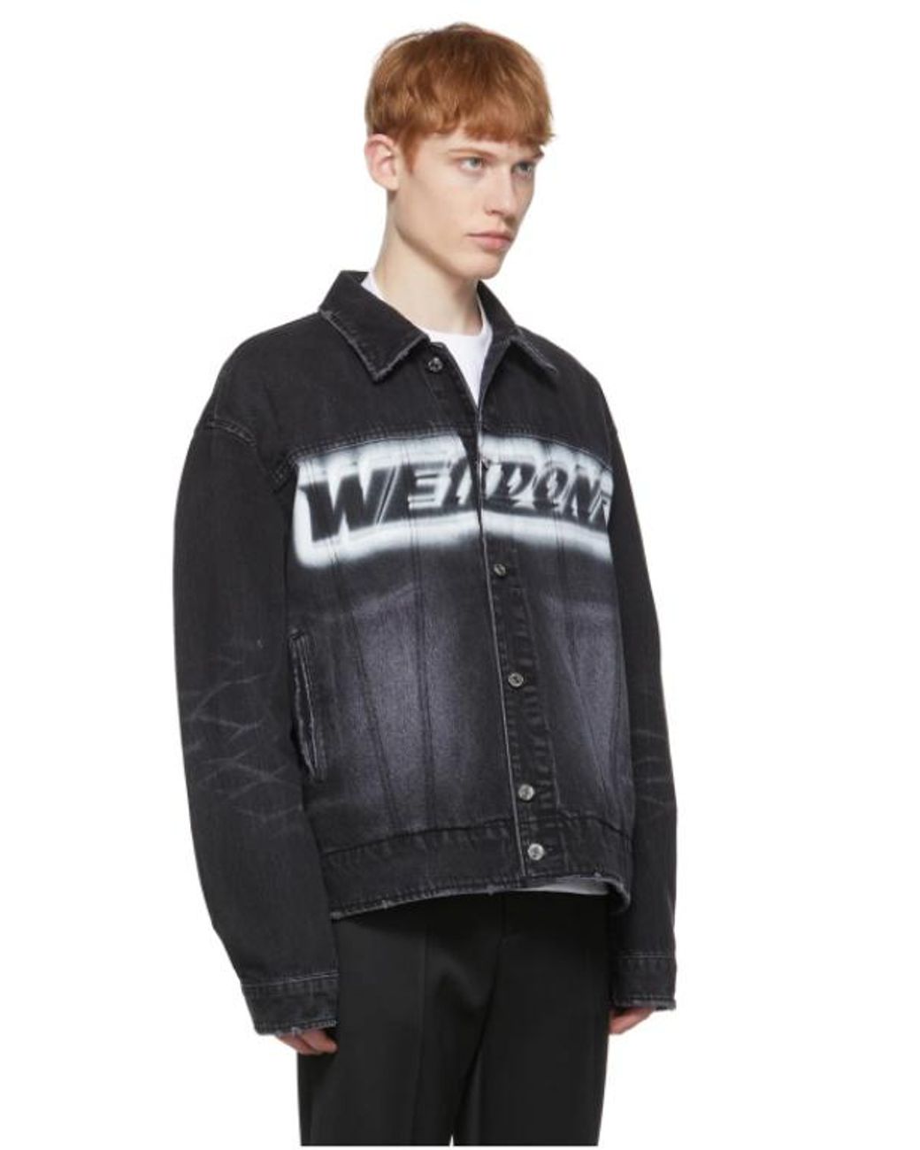 we11done Black Logo Denim Jacket for men