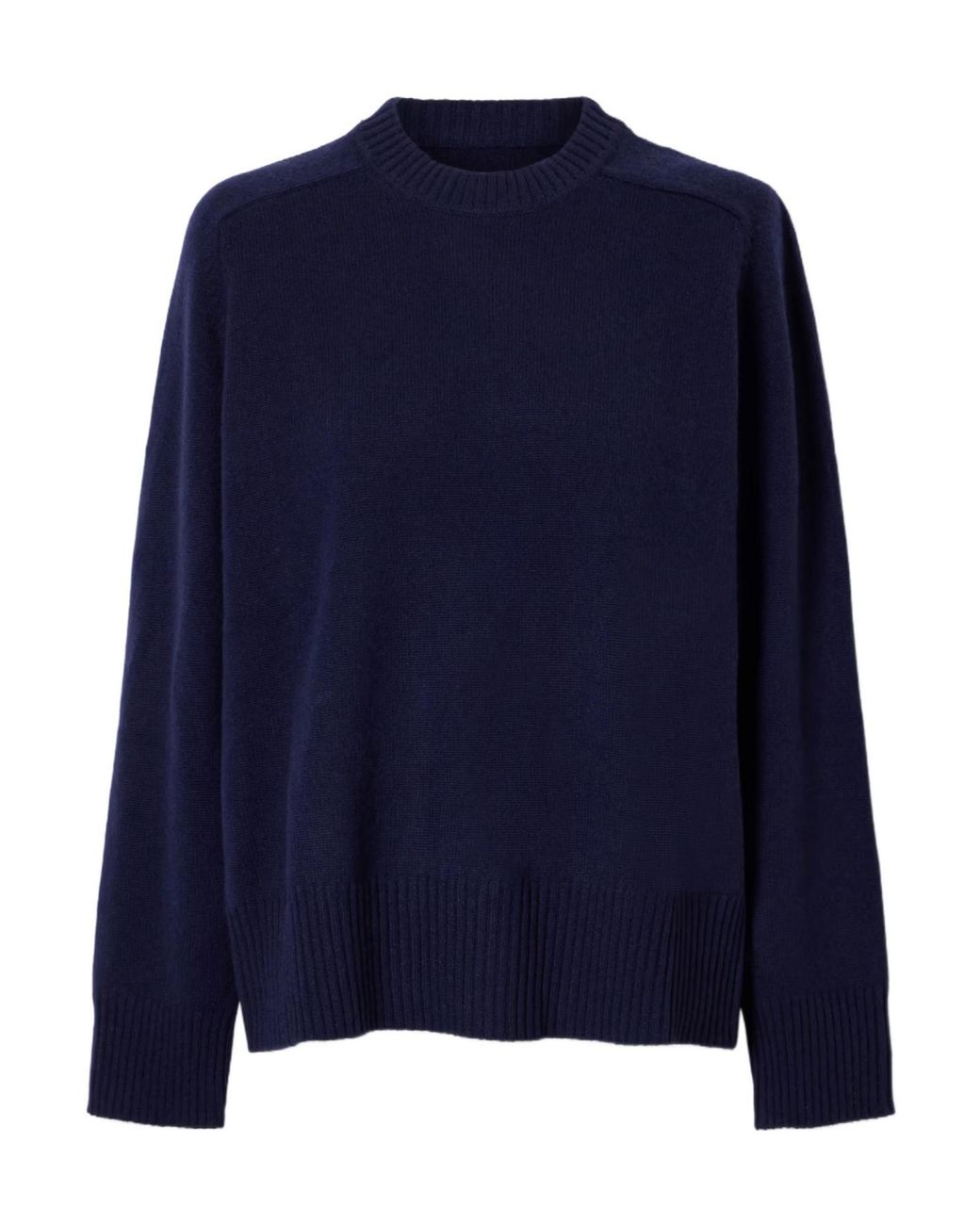 Loulou de Saison Blue Loose Dark Crew Neck Knit Sweater