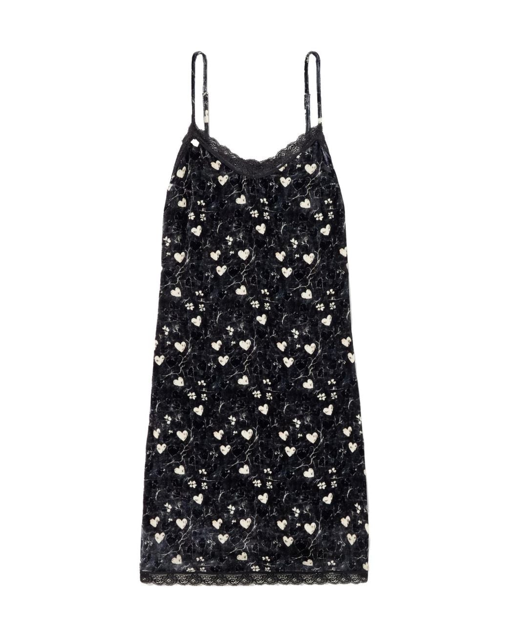 R13 Black Lace-Trimmed Printed Velvet Mini Dress