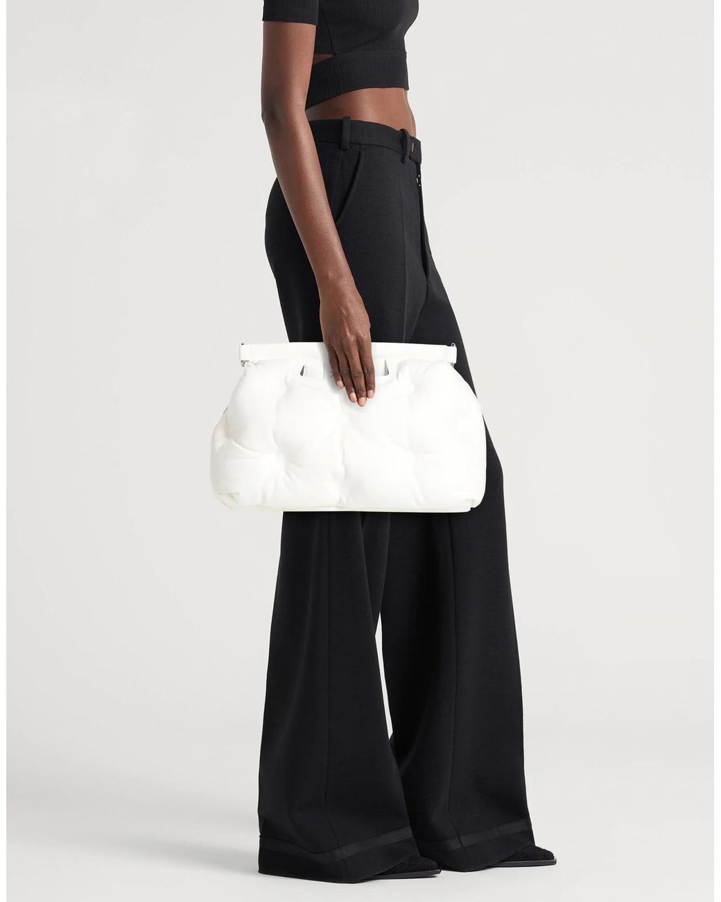 Maison Margiela White Large Quilted Leather Clutch Bag