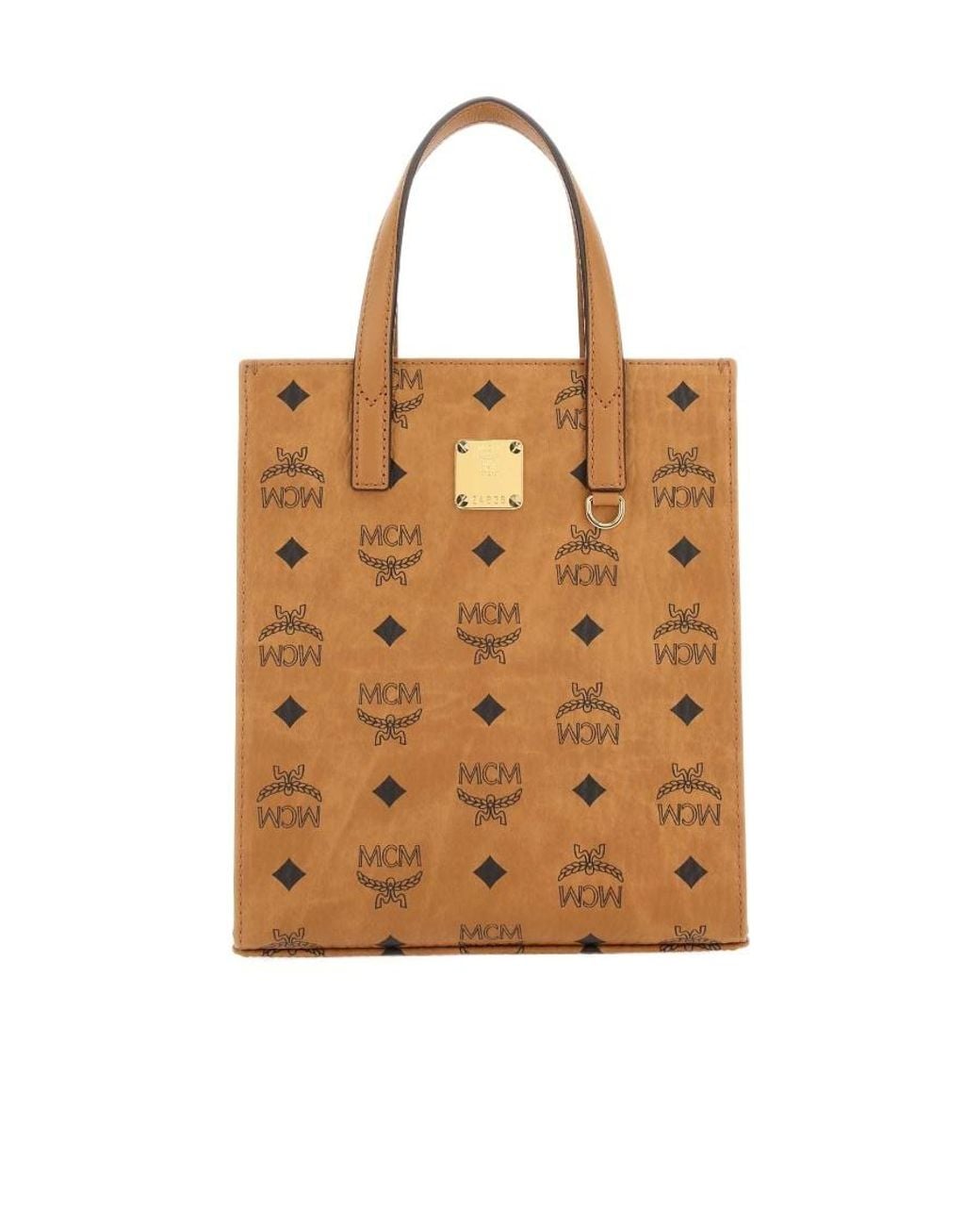 MCM Brown Logo Print Mini Tote Bag for men