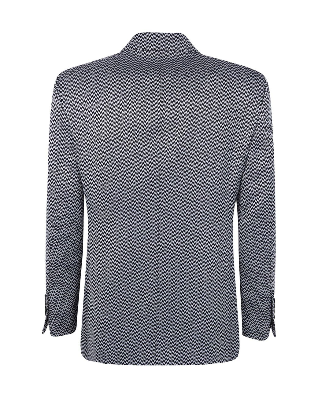 Tom Ford Blue Geometric Jacquard Double Breasted Blazer for men
