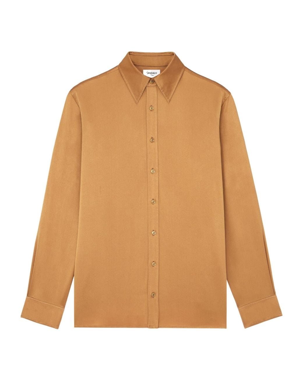 Saint Laurent Natural Button-Up Long-Sleeved Shirt for men