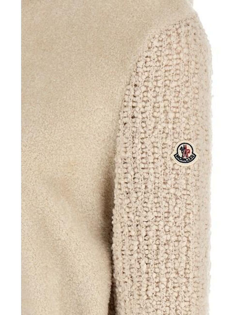 Moncler Natural Bouclé Teddy Zip-Up Hoodie