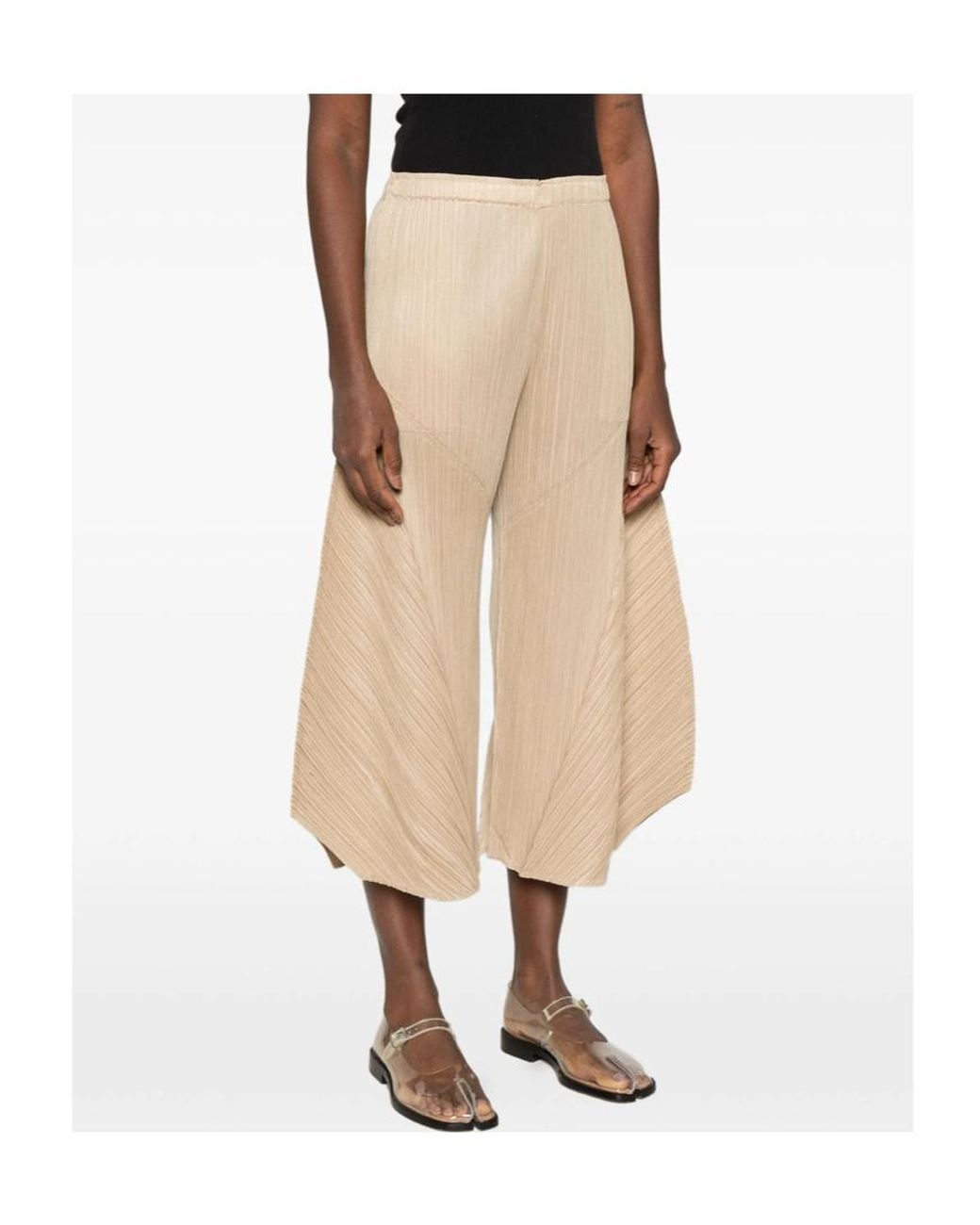 Pleats Please Issey Miyake Natural Pleated Casual Trousers