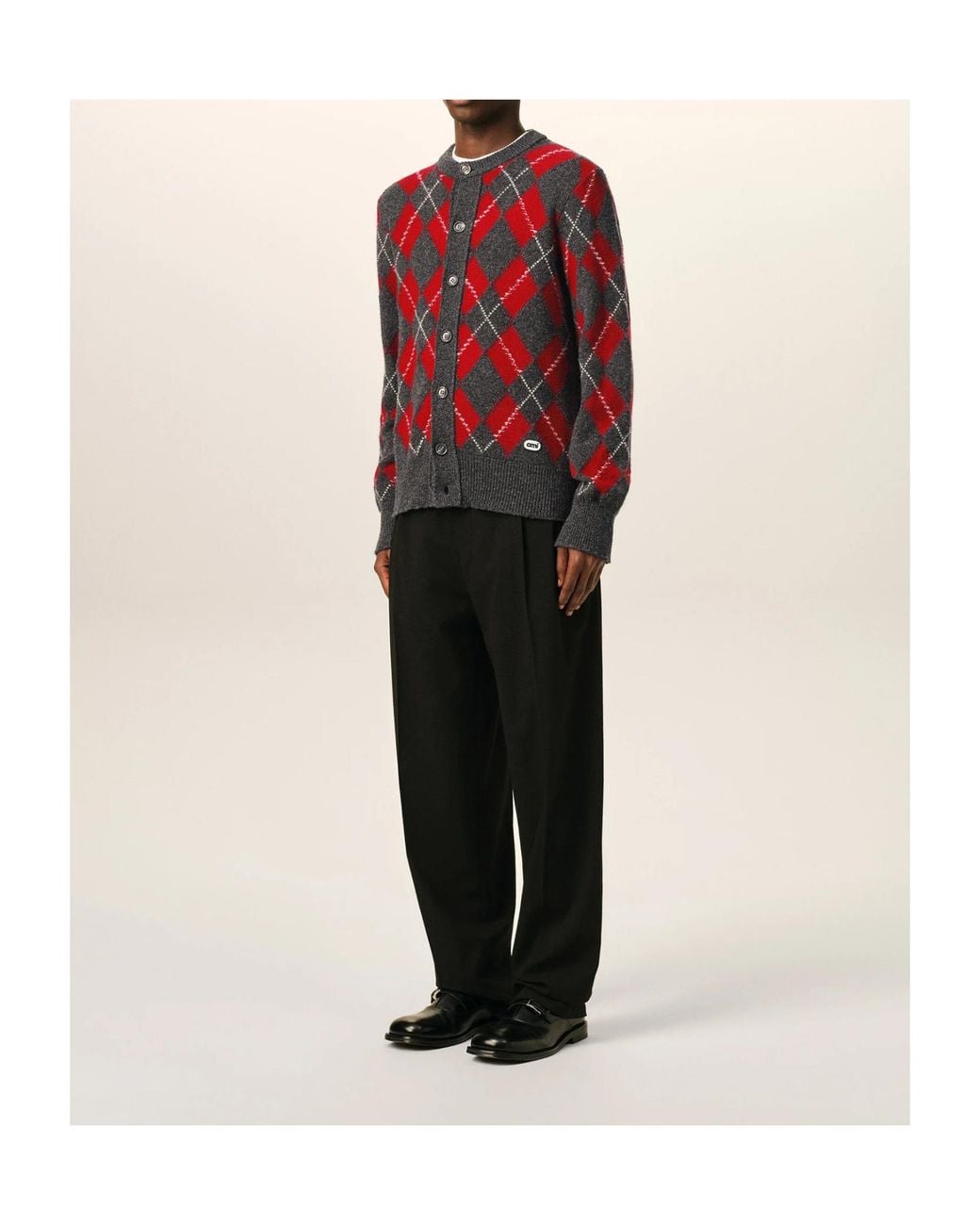 AMI Red Long-Sleeve Knit Top for men