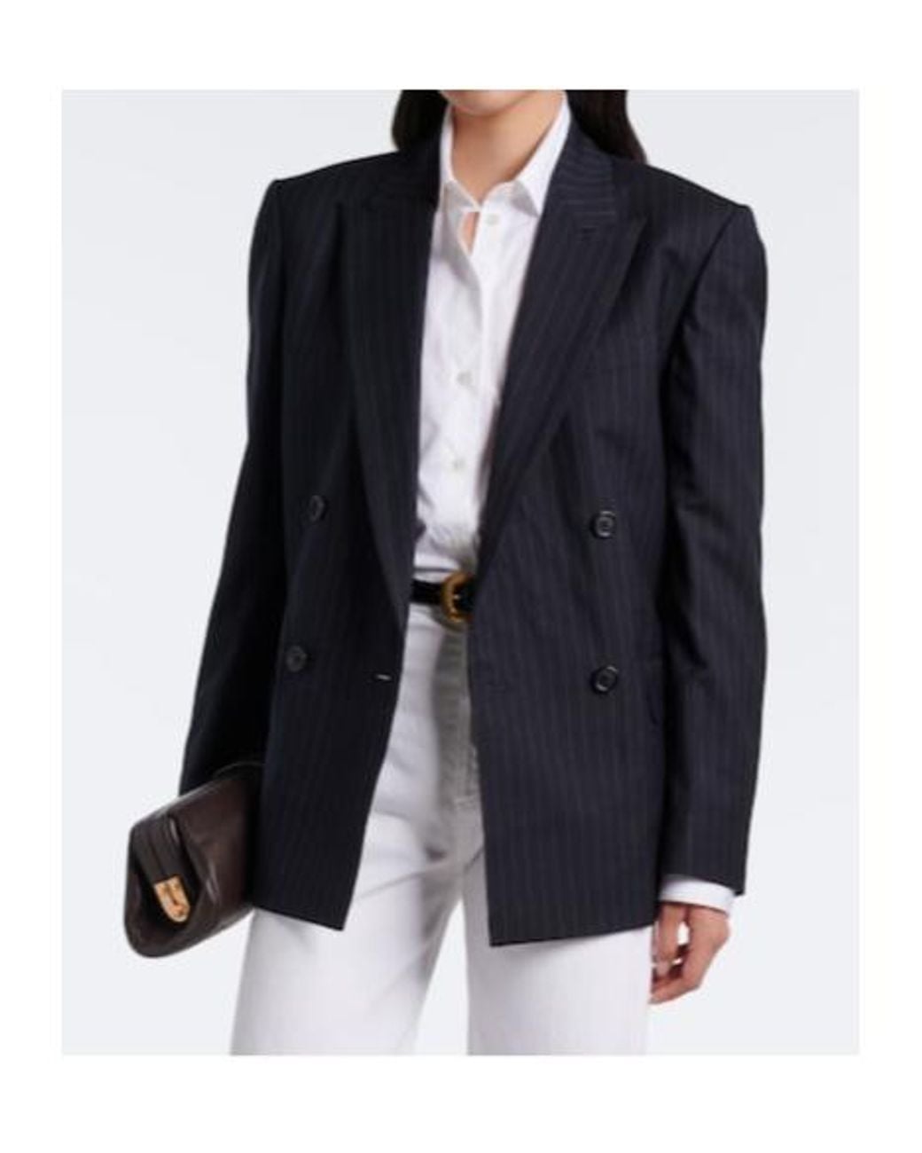 Nili Lotan Blue Leston Pinstriped Wool Blazer