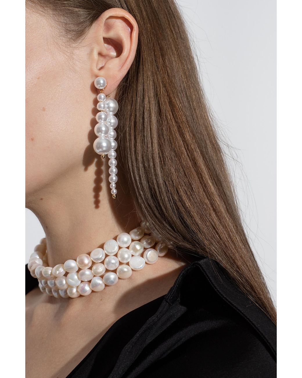 Cult Gaia White Loreli Embellished Earrings