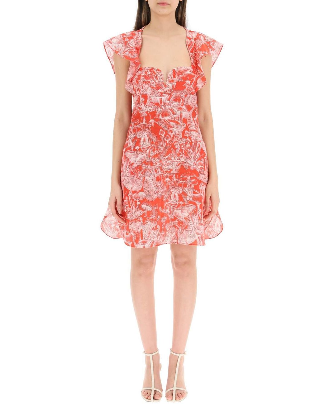 Stella McCartney Red Mushroom-Print Mini Dress