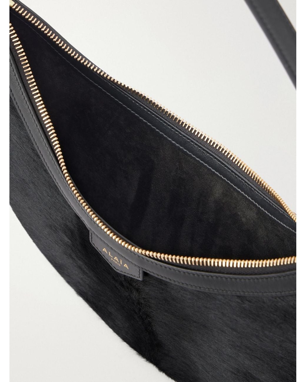 Alaïa Black Demi Lune Calf-Hair Shoulder Bag