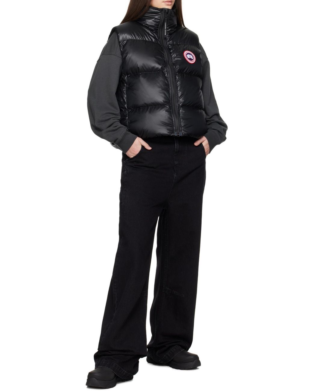 Canada Goose Black Cypress Logo-Patch Zipped Puffer Gilet