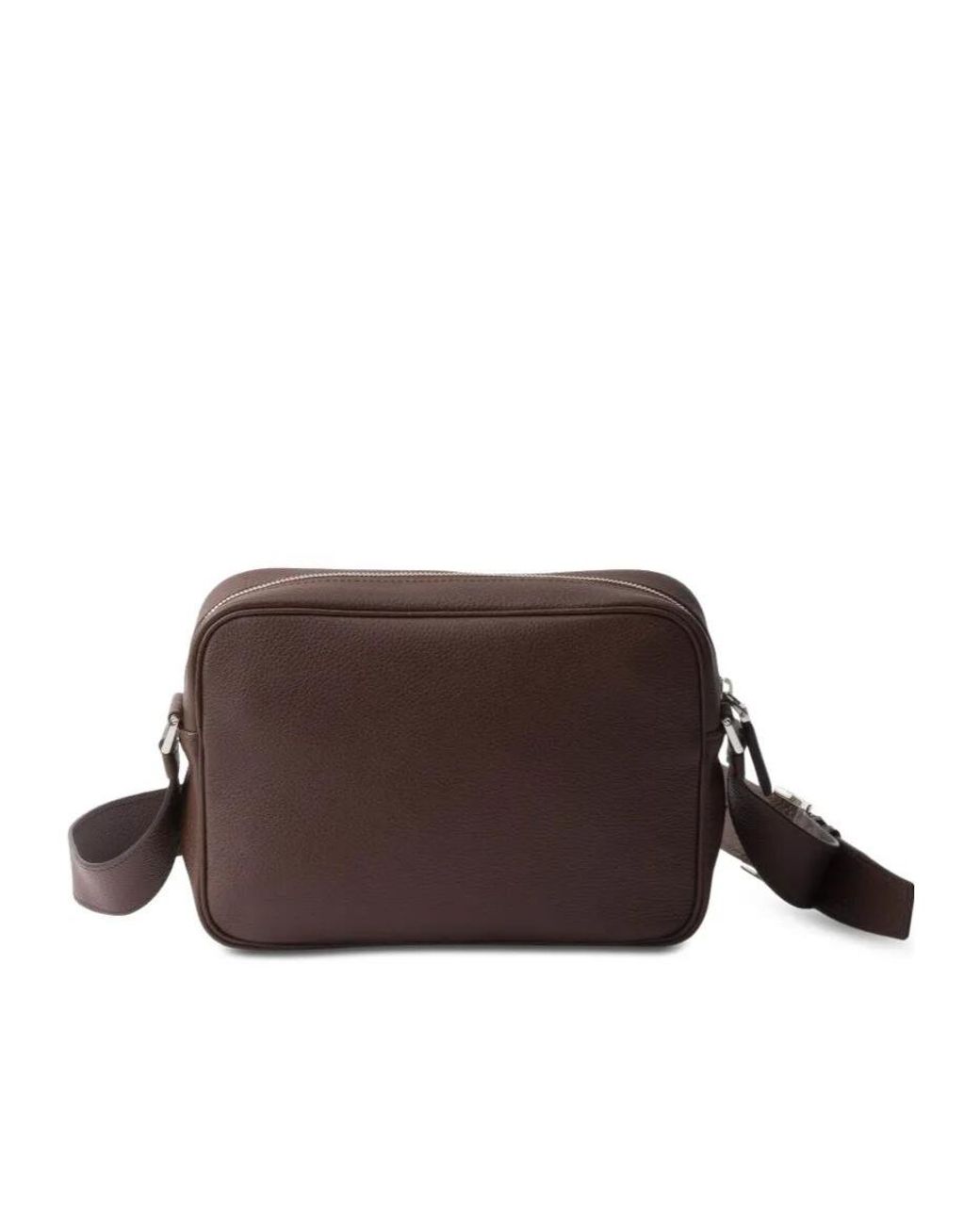Prada Brown Logo Plaque Zipped Crossbody Bag for men
