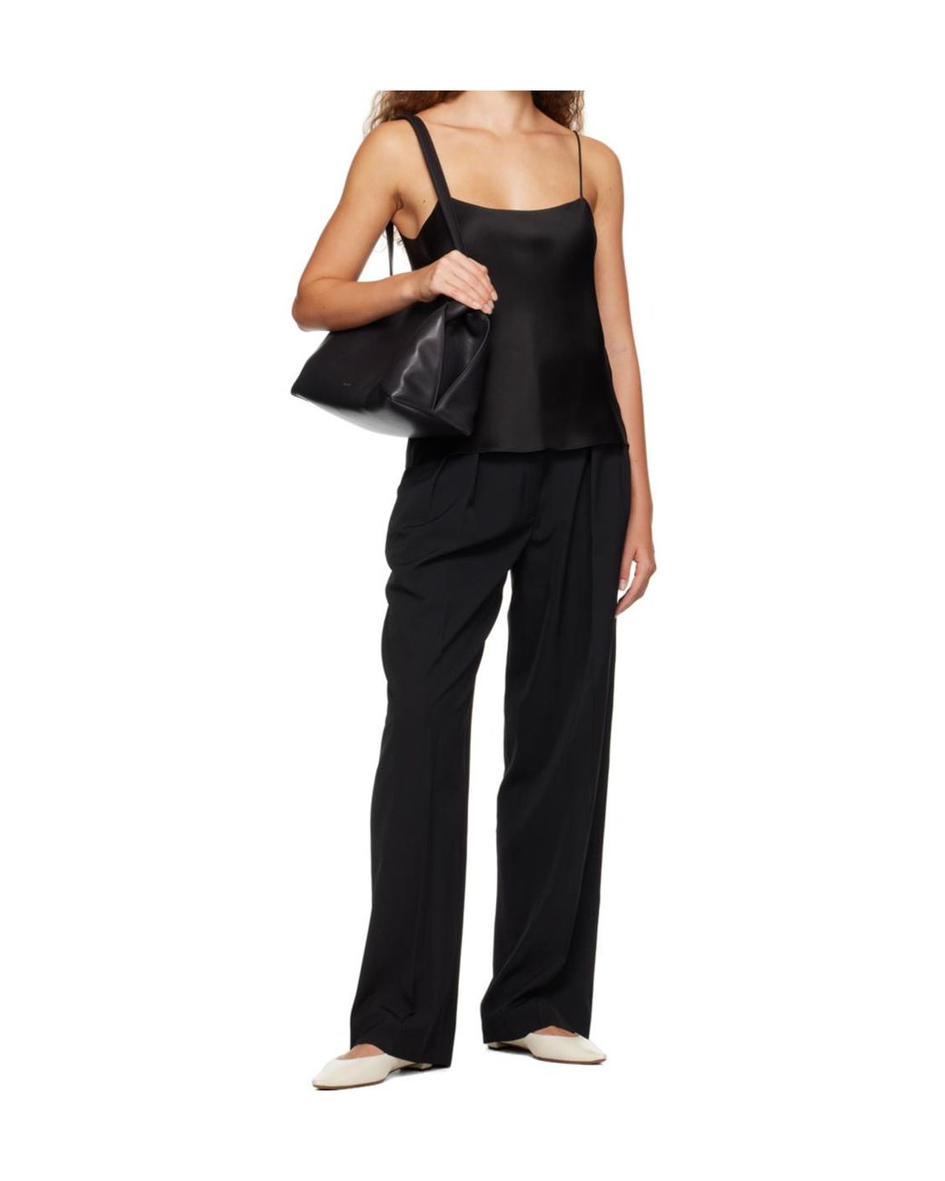 The Row Black Square-Neck Silk Top