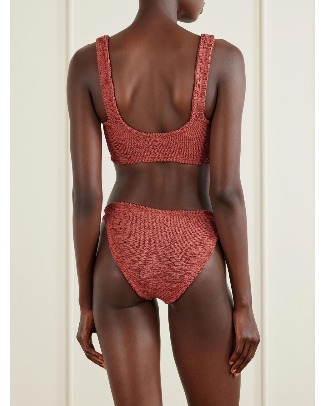 Hunza G Red Embellished Original Crinkle? Bikini