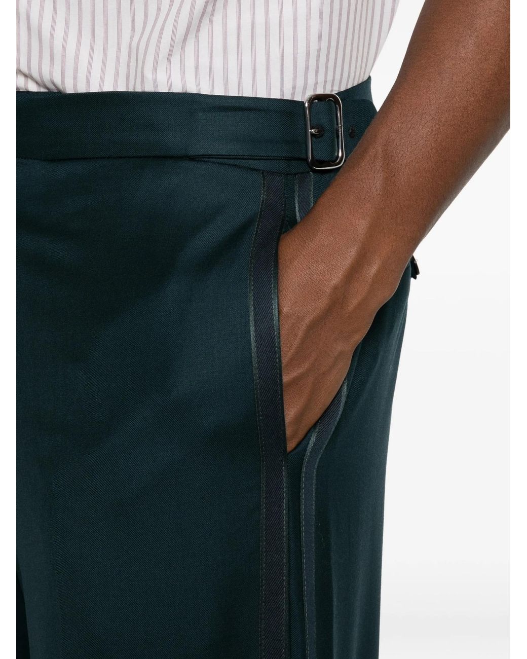 Casablanca Blue Buckle-Fastening Side-Stripe Trousers for men