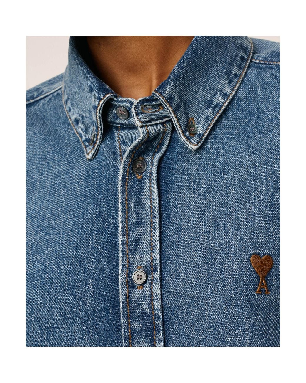 AMI Blue Ami Classic Denim Shirt for men